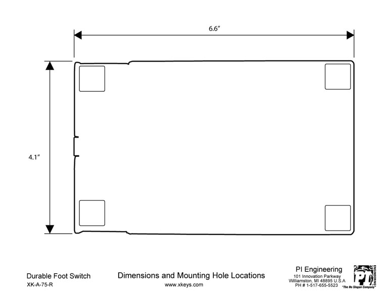 X-keys XK-24 Dimensioned Drawing